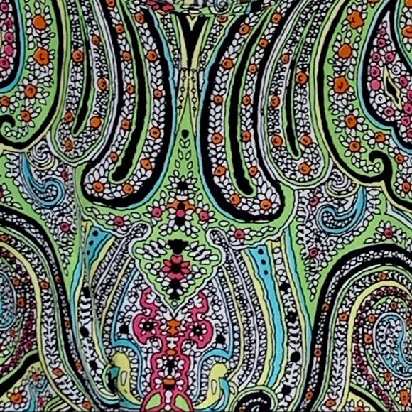 Cha Cha Vente Blouse Top Multi Color Paisley Tie Front Waist Top Size Medium - Picture 8 of 9
